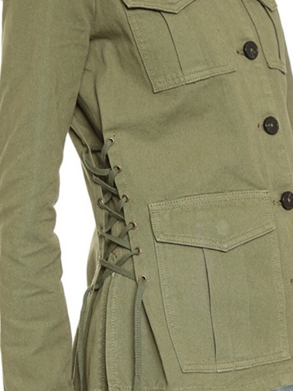 TORY BURCH Field Military Utility Lace Up Jacket Green Size XS - Picture 15 of 16